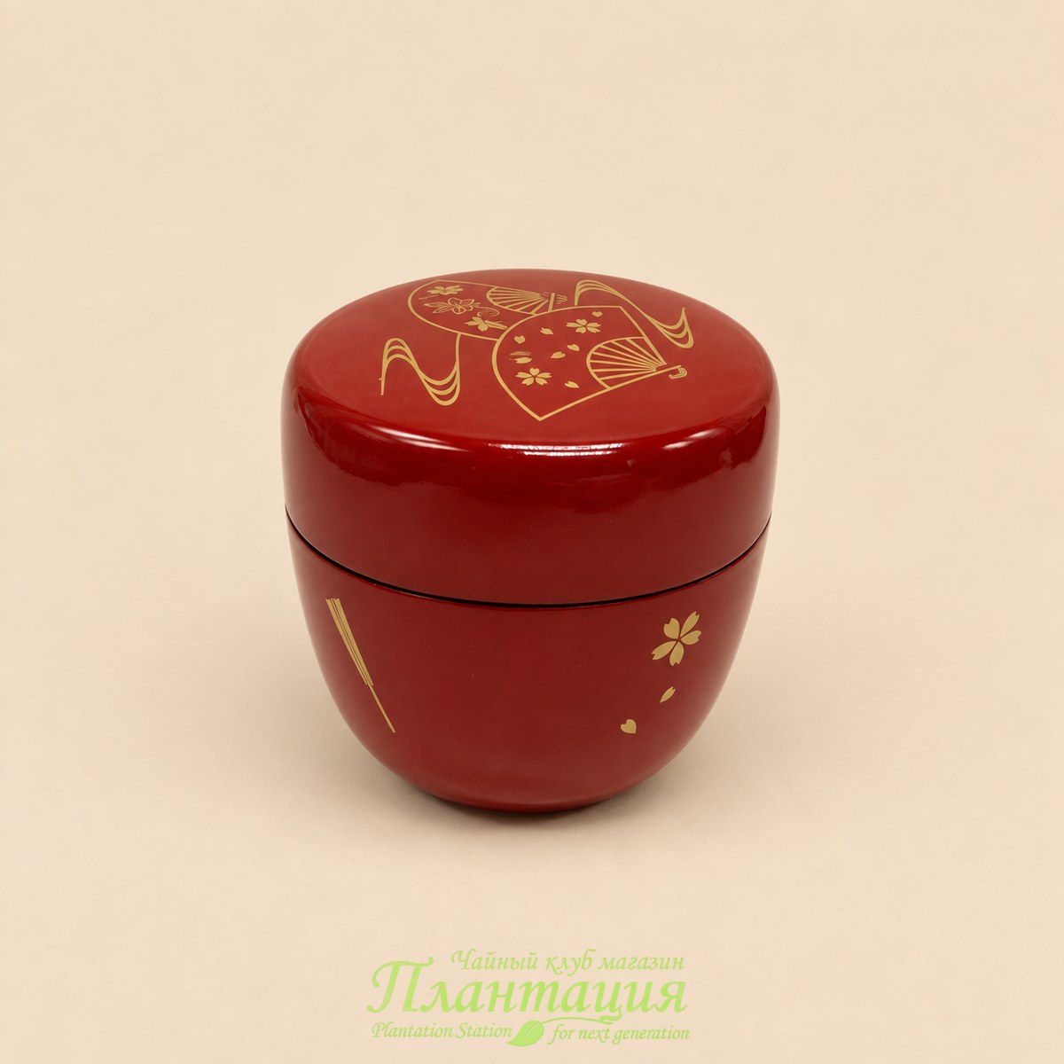 Чайница Нацумэ для Хранения Матча Красная