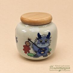 Чайница с Бамбуковой Крышкой 250 мл, фарфор