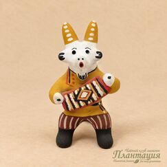 Фигурка Козел играет на баяне, глина
