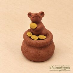 Фигурка Мышка На Мешке Золота, глина