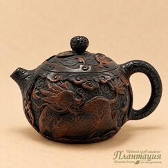 Чайник 3Д Дракон и Феникс 240 мл, цзяньшуйская глина