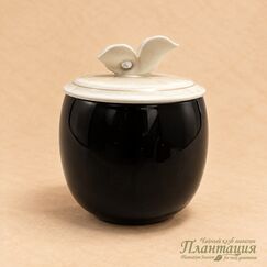 Чайница Черная с Белой Крышкой, фарфор