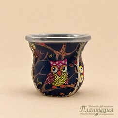 Калабас Совы 180 мл, стекло в коже