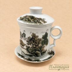 Кружка на Блюдце с Ситом, фарфор