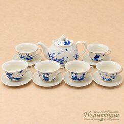 37 Чайный Набор Детские Забавы Чайник 870 мл, 6 Чайных Пар 130 мл, фарфор