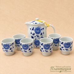 28 Чайный Набор Подсолнух Чайник 775 мл, 6 Пиал 125 мл, фарфор