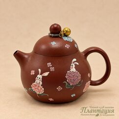 Чайник Зайки в Цветочках 125 мл, исинская глина