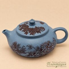 Чайник Цветы, голубая глина