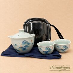 Дорожный Набор Гайвань 2 пиалы Горы, фарфор
