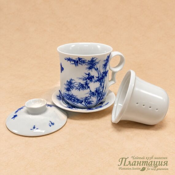 Кружка на Блюдце с Ситом, фарфор
