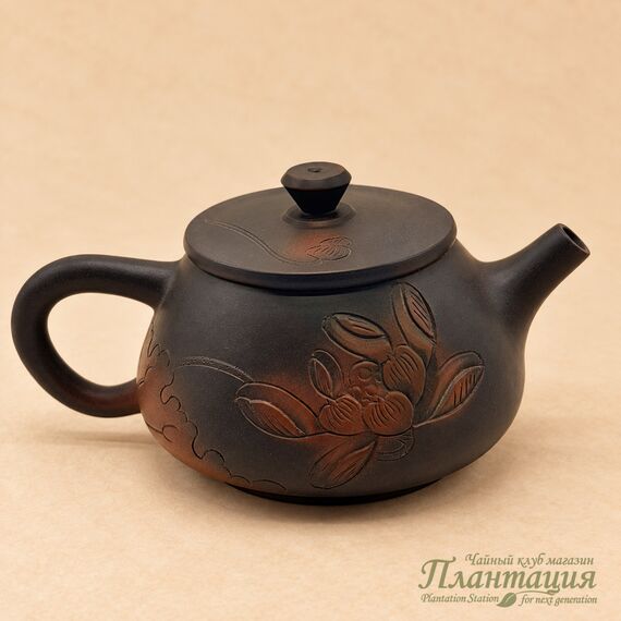Чайник Резной Лотос, цзяньшуйская глина